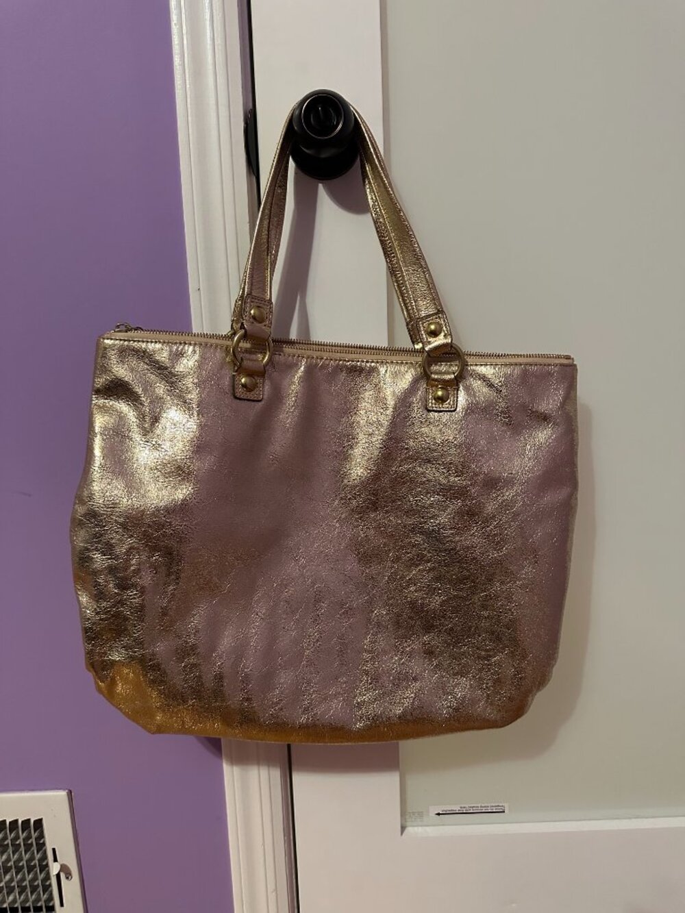 Gold Metallic COACH Poppy tote - Picture 7 of 10